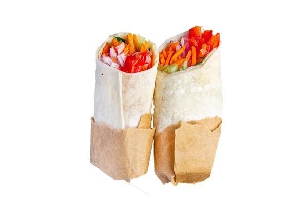 Shawarma Warzyw Doner Kebab Burrito Wypełnienie Burrito Wegetariańskie Pita Wegetariańskie — Zdjęcie stockowe