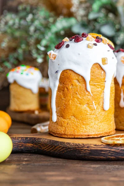 Paskalya Pastası Kulich Yapımı Parlak Tatlı Pişirme Kutlama Bayramı Ortodoks — Stok fotoğraf