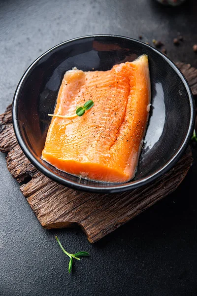 Rauwe Vis Filet Zalm Char Verse Zeevruchten Vers Portie Dieet — Stockfoto