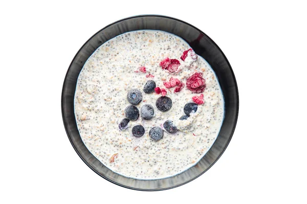 Oatmeal Porridge Chia Seeds Berries Breakfast Fresh Healthy Meal Food — Stock Photo, Image