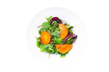 Paskalya salatası, hurma salatası, marul, yeşil yapraklar. Masanın üzerinde sağlıklı yemek atıştırmalıkları karıştırın. 