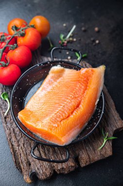 somon fileto çiğ balık char taze deniz ürünleri diyet sağlıklı gıda diyet masa fotokopisi arka plan üzerinde hala yaşam atıştırmalık 