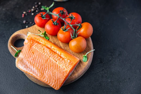 Zalmfilet Rauwe Vis Char Verse Zeevruchten Dieet Gezonde Maaltijd Voedsel — Stockfoto