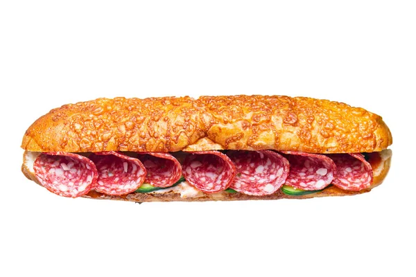 Sandwich Worst Fast Food Verse Maaltijd Voedsel Snack Tafel Kopiëren — Stockfoto