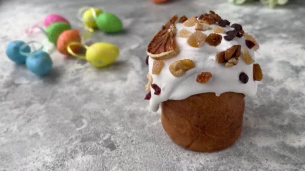 Ostern Kuchen Gebäck Feiertag Dessert Süßes Brot Feiertag Ostern Behandeln — Stockvideo