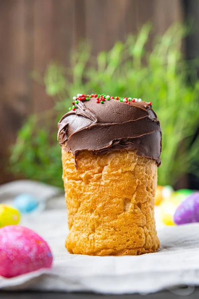 Paskalya Pastası Çikolatalı Jöleli Paskalya Bayramı Pastalı Kulich Yapımı Tatlı — Stok fotoğraf