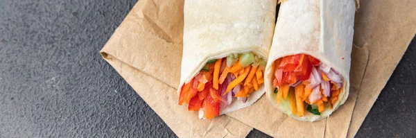 Végétarien Donateur Kebab Légume Lavash Sandwich Shawarma Burrito Pita Remplissage — Photo