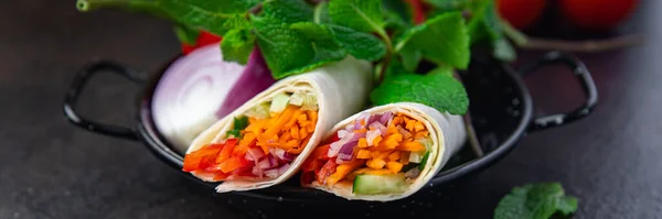 Vegetarische Doner Kebab Plantaardige Lavash Sandwich Shawarma Burrito Pita Vulling — Stockfoto