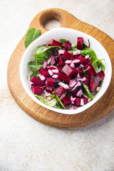 Beet Salad Beetroot Green Leaves Lettuce Fresh Dietary Healthy Meal — Stock Photo, Image