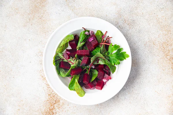 Beet Salad Beetroot Green Leaves Lettuce Fresh Dietary Healthy Meal — Stock Photo, Image