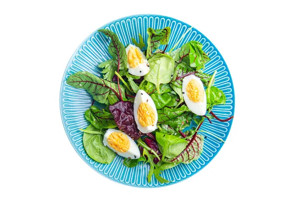 Salad Telur Daun Hijau Campuran Porsi Segar Makanan Yang Sehat — Stok Foto