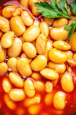 Fasulye sosu fasulye sağlıklı yemek taze porsiyon sağlıklı yemek diyet aperatifi masada fotokopi alanı gıda arka planında 