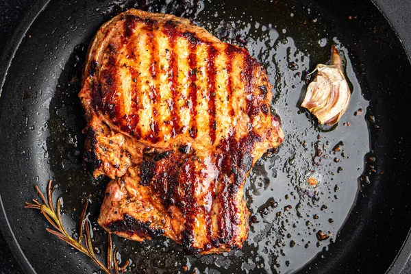 Carne Bistecca Carne Fritta Carne Maiale Secondo Piatto Cibo Sano — Foto Stock