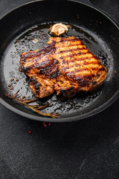 Biefstuk Vlees Gebakken Grill Varkensvlees Tweede Gang Gezond Voedsel Vers — Stockfoto