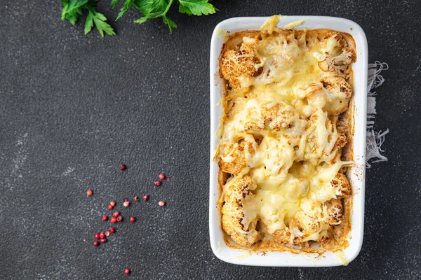 Coliflor Cazuela Queso Segundo Plato Porción Fresca Comida Saludable Dieta —  Fotos de Stock