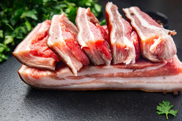 Tocino Vientre Carne Pedazo Carne Grasa Manteca Cerdo Fresca Carne —  Fotos de Stock