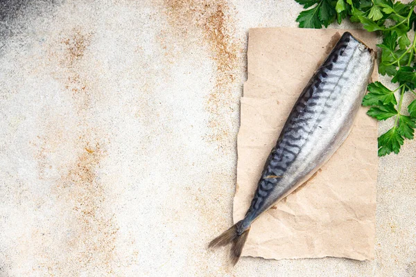 Makrele Fisch Meeresfrüchte Frisch Gesunde Mahlzeit Nahrung Snack Auf Dem — Stockfoto