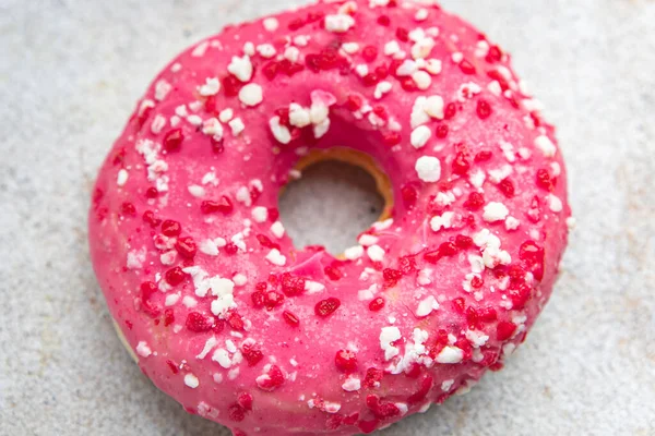 Donut Rosa Zuckerguss Süßes Dessert Frische Portion Gesunde Mahlzeit Ernährung — Stockfoto