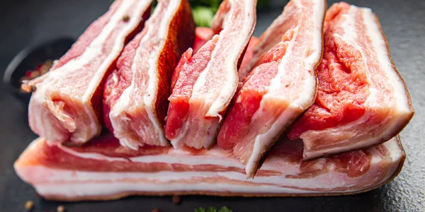 Tocino Cerdo Pedazo Vientre Carne Grasa Manteca Cerdo Carne Fresca —  Fotos de Stock
