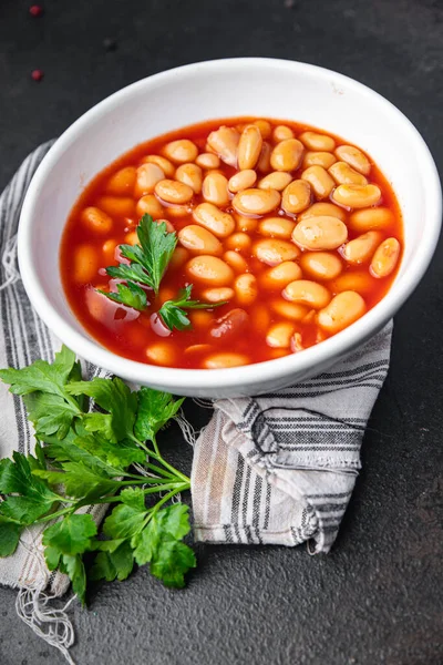 Bean Tomato Sauce White Legume Beans Food Healthy Meal Diet — Stock Photo, Image