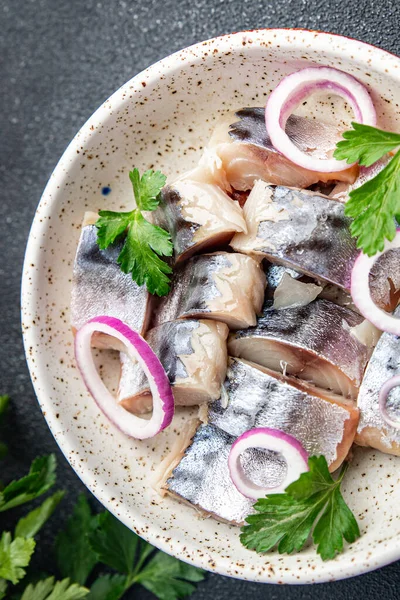 Σκουμπρί Φέτα Ψάρι Φρέσκο Υγιεινό Γεύμα Σνακ Διατροφής Στο Τραπέζι — Φωτογραφία Αρχείου