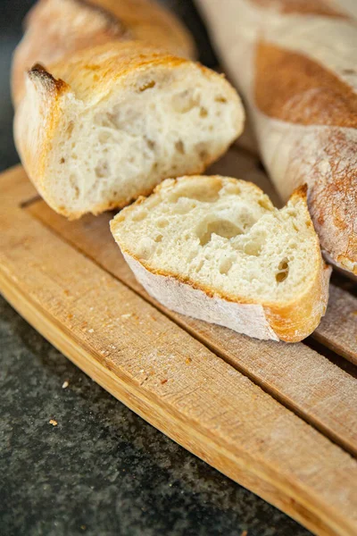 Bagettbrød Frisk Frisk Matrett Mat Bordet Kopi Mat Bakgrunn Fra – stockfoto