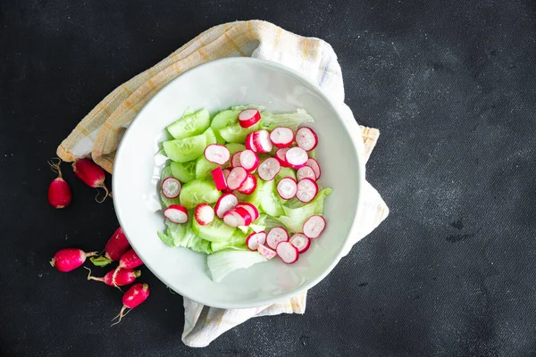 Salade Radijs Groenten Komkommer Groente Sla Blad Verse Gezonde Maaltijd — Stockfoto