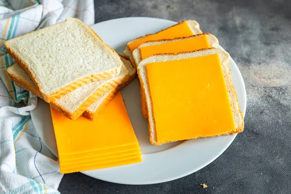 Queso Sándwich Cheddar Mimolette Queso Fresco Comida Saludable Snack Dieta — Foto de Stock