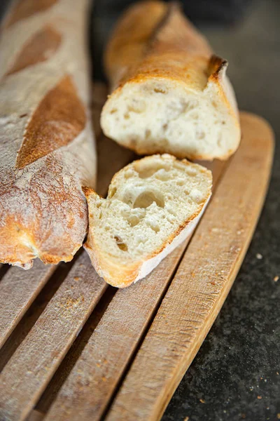Roti Baguette Perancis Makanan Ringan Segar Atas Meja Menyalin Latar — Stok Foto