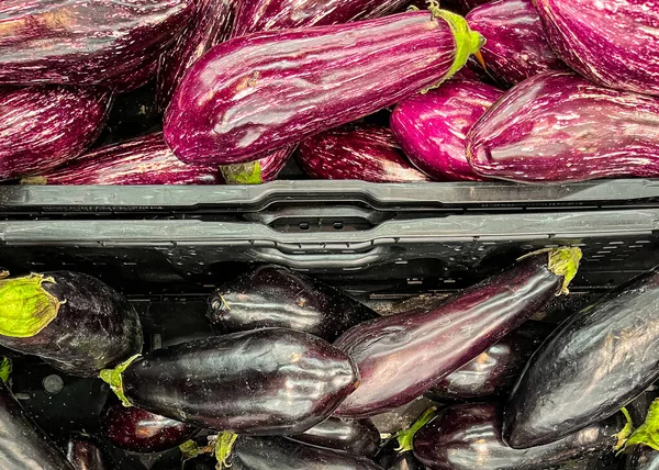 eggplant fresh ripe fruit counter in the market shop healthy meal food diet snack veggie vegan or vegetarian food copy space food background keto or paleo diet