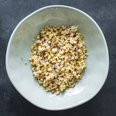 bulgur quinoa porridge cereal mix fresh healthy meal food diet snack on the table copy space food background 