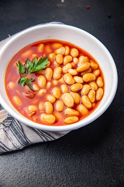 beans tomato sauce bean dish meal food snack on the table copy space food background