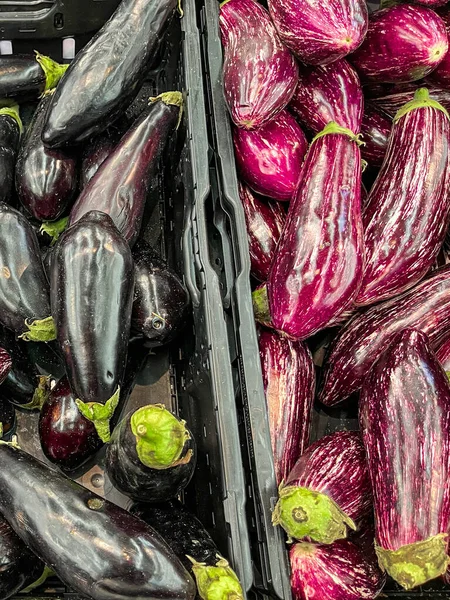 Padlizsán Piacon Friss Egészséges Étel Étel Snack Diéta Asztalon Másolás — Stock Fotó