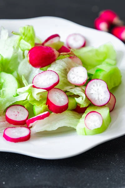 Groentesalade Radijs Komkommer Groentesla Blad Verse Gezonde Maaltijd Snack Dieet — Stockfoto