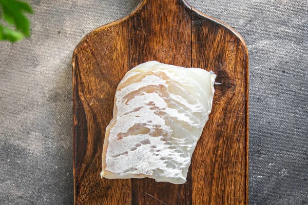 Dorsz Biały Ryby Filet Świeży Zdrowy Posiłek Jedzenie Przekąska Dieta — Zdjęcie stockowe