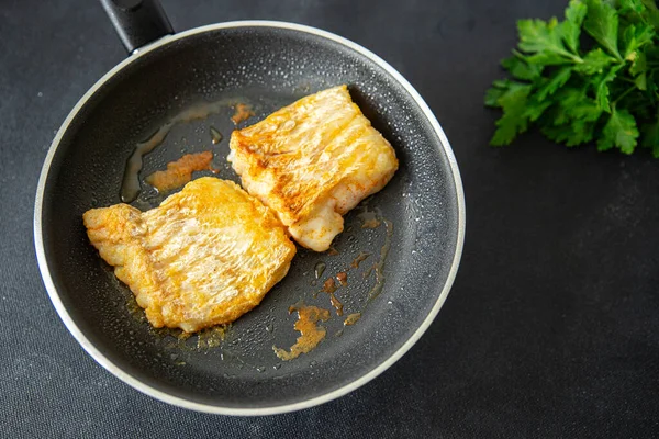 Bacalhau Peixe Frito Frutos Mar Frescos Refeição Saudável Comida Lanche — Fotografia de Stock