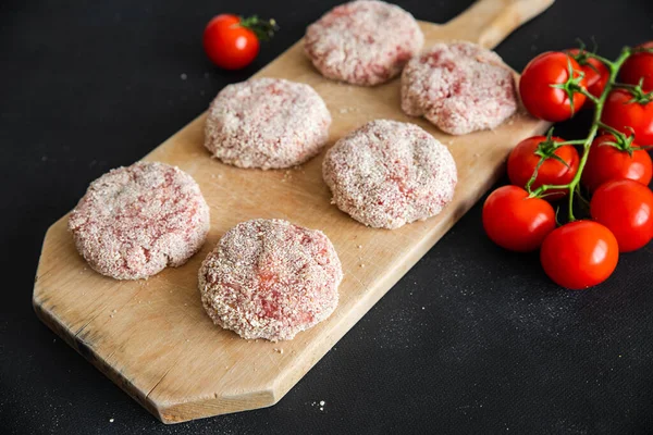 Raw Cutlet Meat Fresh Cutlets Healthy Meal Food Snack Table — Stock Photo, Image