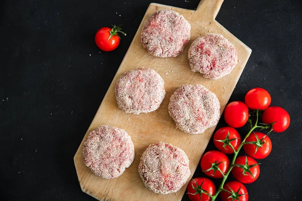 Raw Cutlet Meat Fresh Cutlets Healthy Meal Food Snack Table — Stock Photo, Image