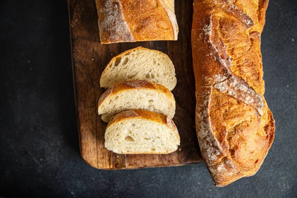 Pão Baguete Fresco Saudável Refeição Comida Lanche Dieta Mesa Cópia — Fotografia de Stock