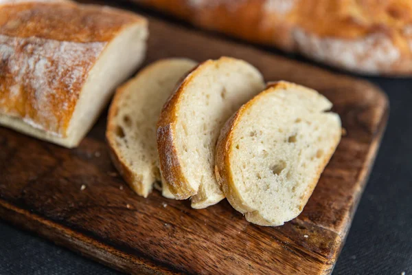 Baguette Brood Zacht Broodje Vers Bakkerij Voedsel Snack Tafel Kopiëren — Stockfoto
