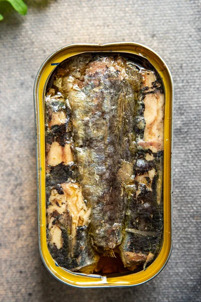 Sardine Fish Canned Seafood Fresh Meal Food Snack Diet Table — 스톡 사진