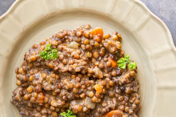 Lentils Vegetables Cuisine Fresh Healthy Meal Food Snack Diet Table — Fotografie, imagine de stoc