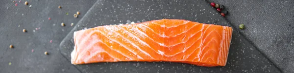 Salmon Raw Seafood Fresh Healthy Meal Food Snack Diet Table — Stok fotoğraf