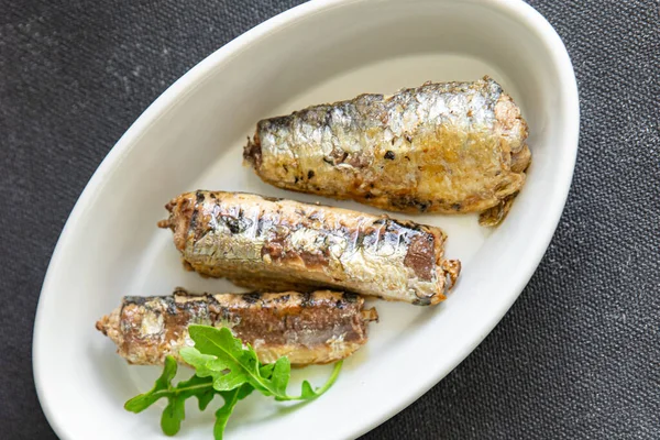 Sardine Oil Canned Fish Seafood Fresh Healthy Meal Food Snack — Stockfoto