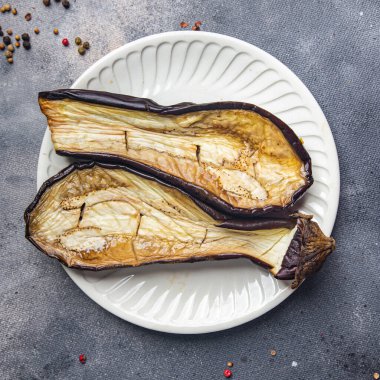 Patlıcan, sebze, taze yemek, sağlıklı yemek, fotokopi, uzay yemeği arka planında. 