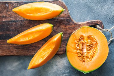 melon fruit charentais charente sweet dessert fresh meal food snack on the table copy space food background 