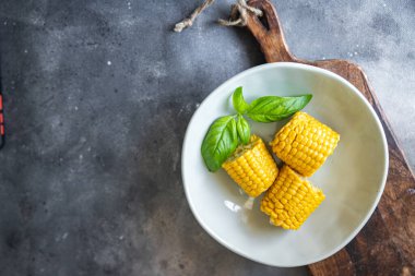corn cob boiled cuisine fresh meal food snack diet on the table copy space food background