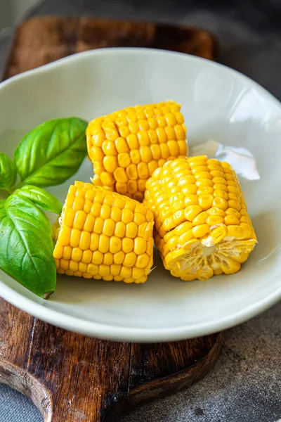 Corn Cob Boiled Cuisine Fresh Meal Food Snack Diet Table — Fotografia de Stock