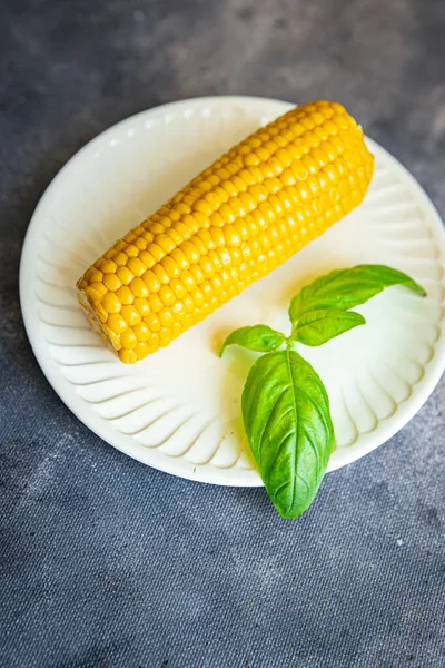 Corn Cob Boiled Cuisine Fresh Meal Food Snack Diet Table — Stock fotografie