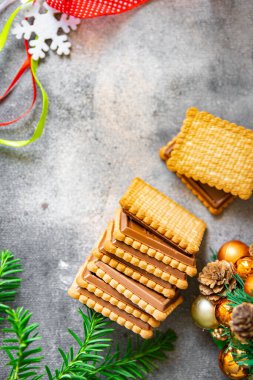 christmas cookie sweet dessert New Year holiday meal food snack on the table copy space food background